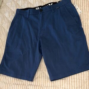 Hurley Men's Deep Blue Flat Front Shorts